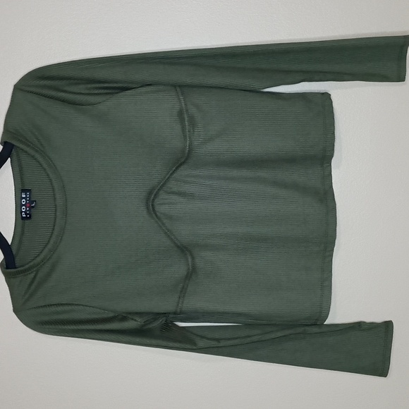 Poof New York Olive Green Ribbed Top - Picture 1 of 5